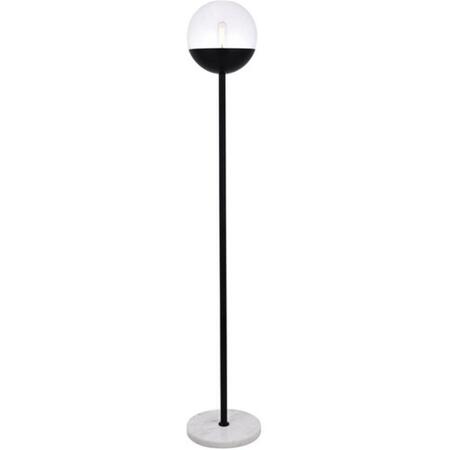 CLING 62 in. Eclipse 1 Light Floor Lamp Portable Light with Clear Glass, Black CL3478679